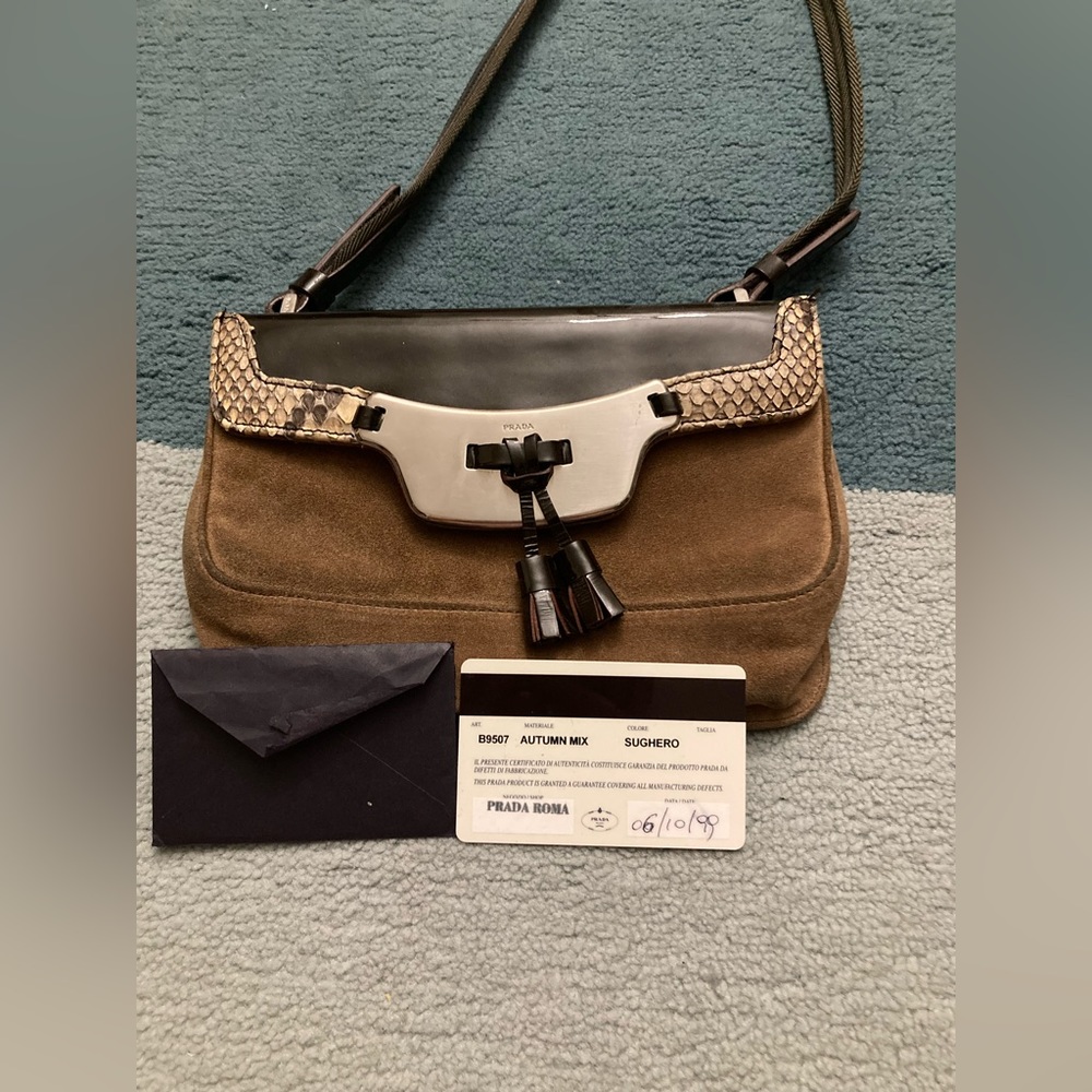 Vintage 1999 prada purse with python accents